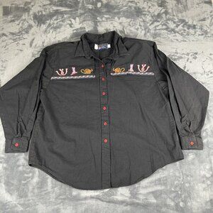 Panhandle Slim Western Shirt Womens XL Black Embroidered Cowgirl Boots Spurs